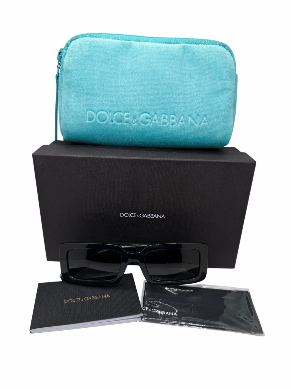 Dolce & Gabbana Women’s DG6187 Black White Rectangle Sunglasses Brand New NWT
